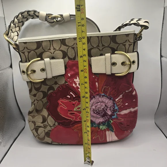 Rare Coach Poppy Floral Signature Jacquard Leather Shoulder Bag Limited Edition - Picture 10 of 10